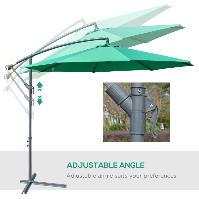 10 ft. Cantilever Patio Garden Parasol Hanging Umbrella - Green