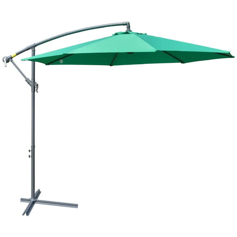 10 ft. Cantilever Patio Garden Parasol Hanging Umbrella - Green