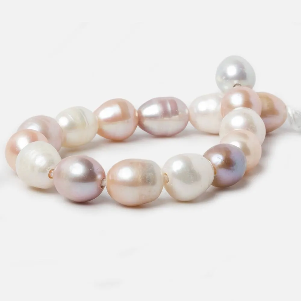 10x11-10x13mm Tri Color Baroque Large Hole Freshwater Pearls 8 inch 16 pieces