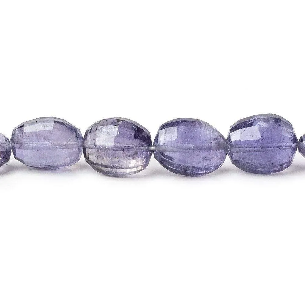 10x7-14.5x11mm Iolite Checkerboard Faceted Oval Beads 8 inch 17 pieces A