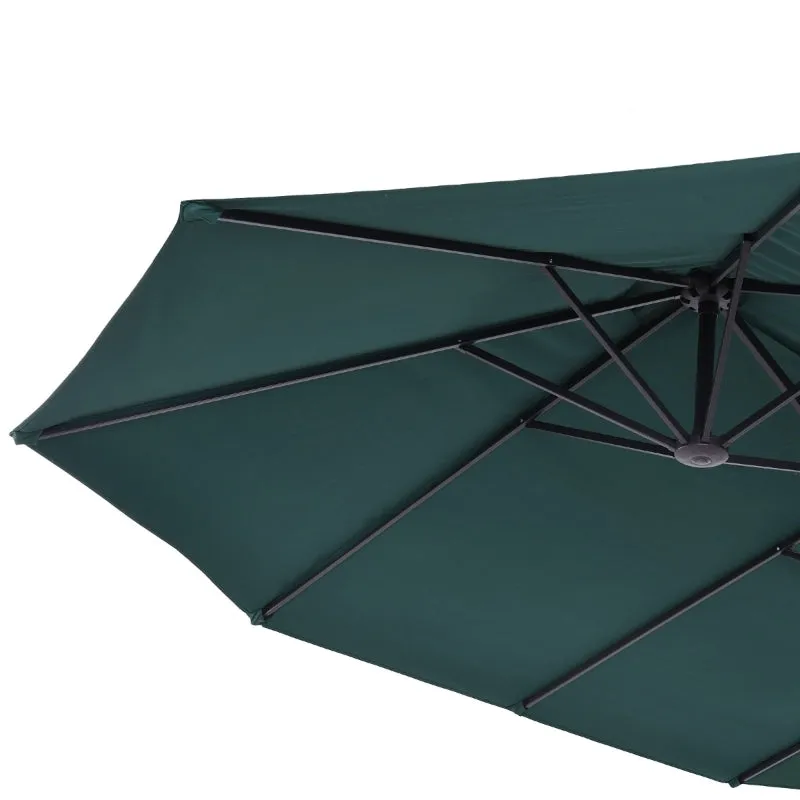 15' Outdoor Patio Umbrella with Twin Canopy - Dark Green