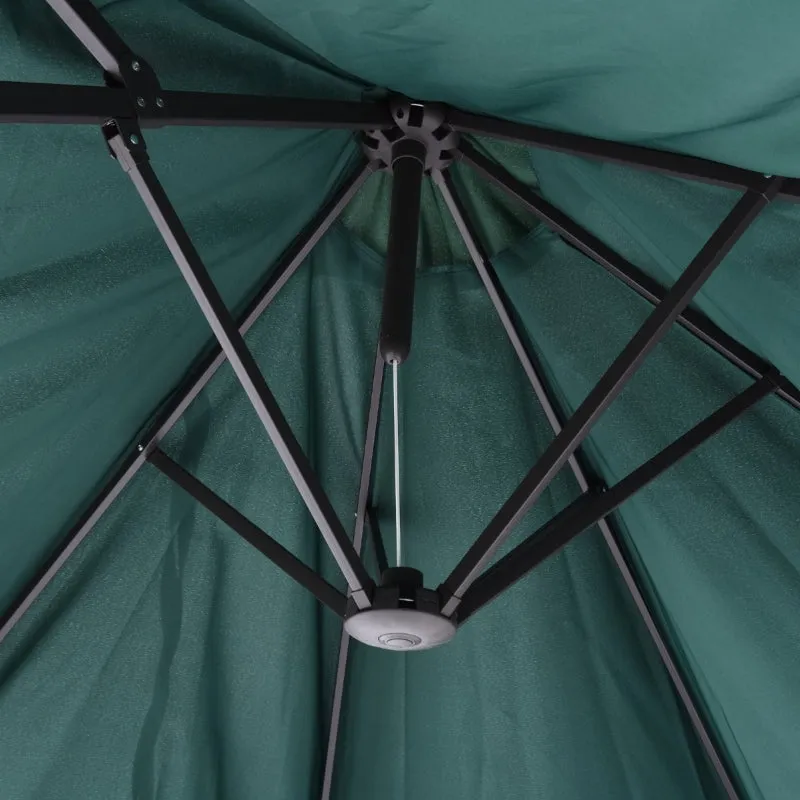 15' Outdoor Patio Umbrella with Twin Canopy - Dark Green