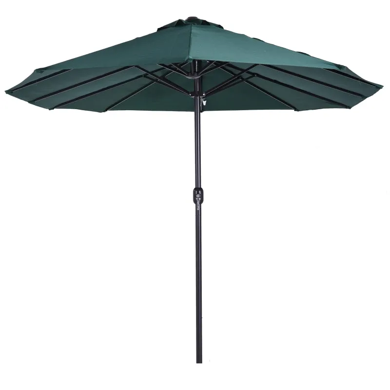 15' Outdoor Patio Umbrella with Twin Canopy - Dark Green