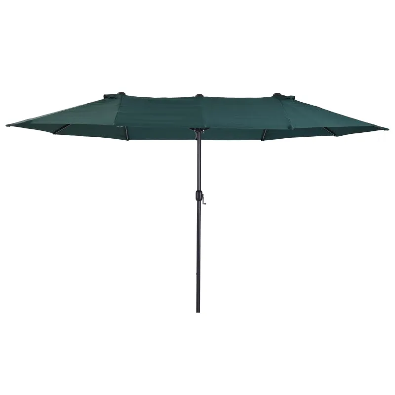 15' Outdoor Patio Umbrella with Twin Canopy - Dark Green