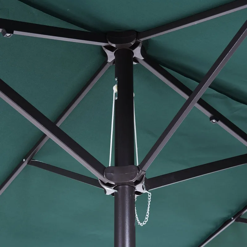 15' Outdoor Patio Umbrella with Twin Canopy - Dark Green