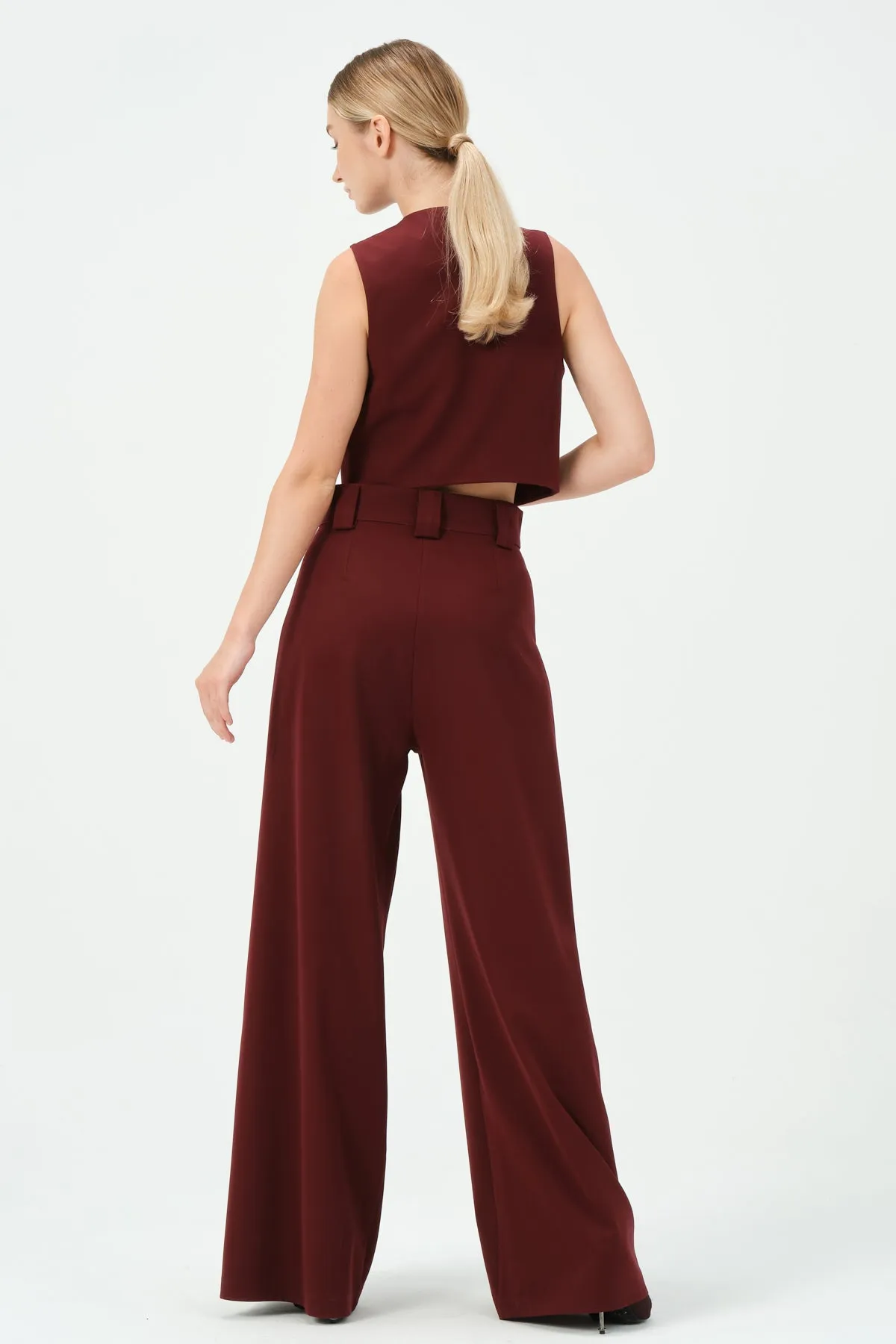 165-Alexe Wide Leg Pants Bordeaux