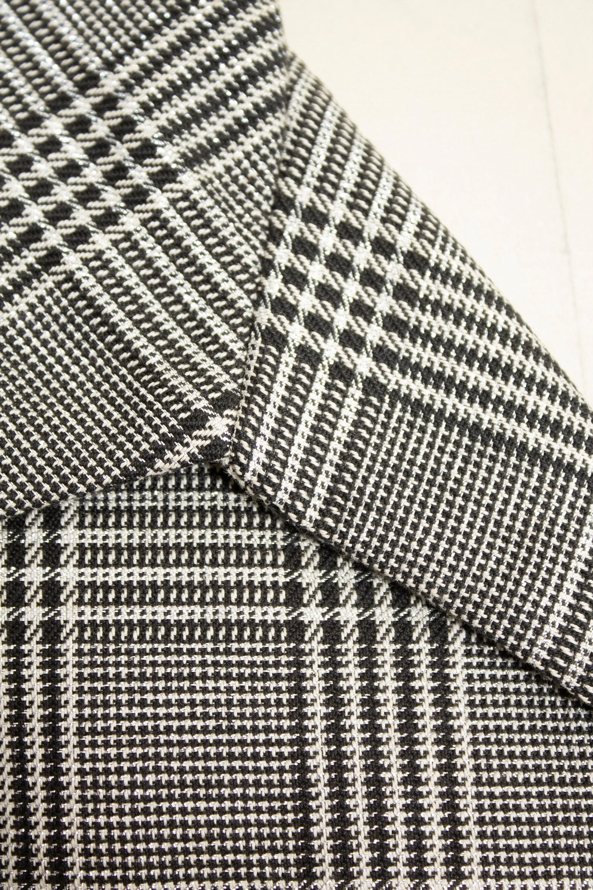 1960s Coat Metallic Black Silver Metallic Plaid Mod M