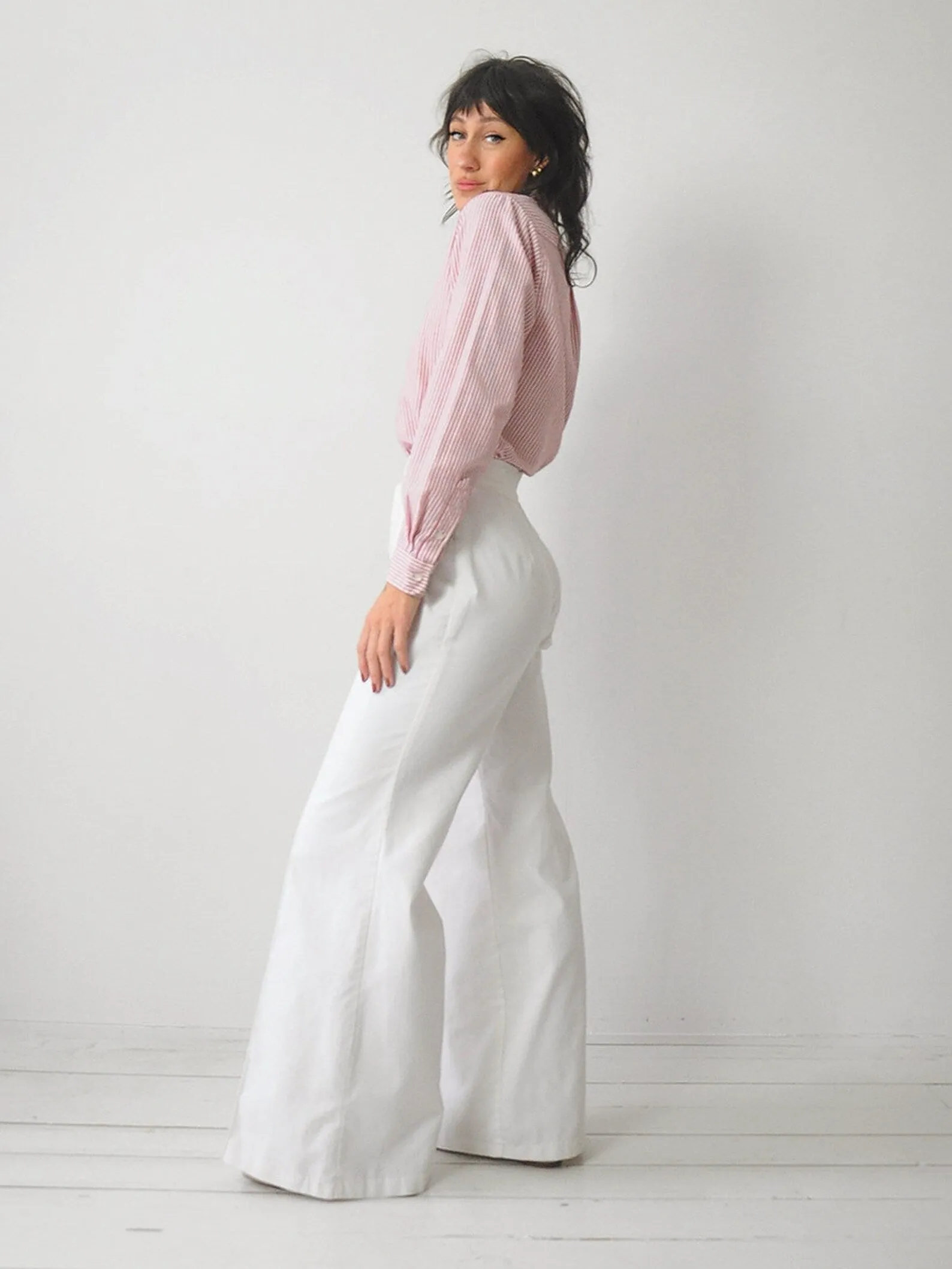 1970's White Wide Leg Pants 26x32