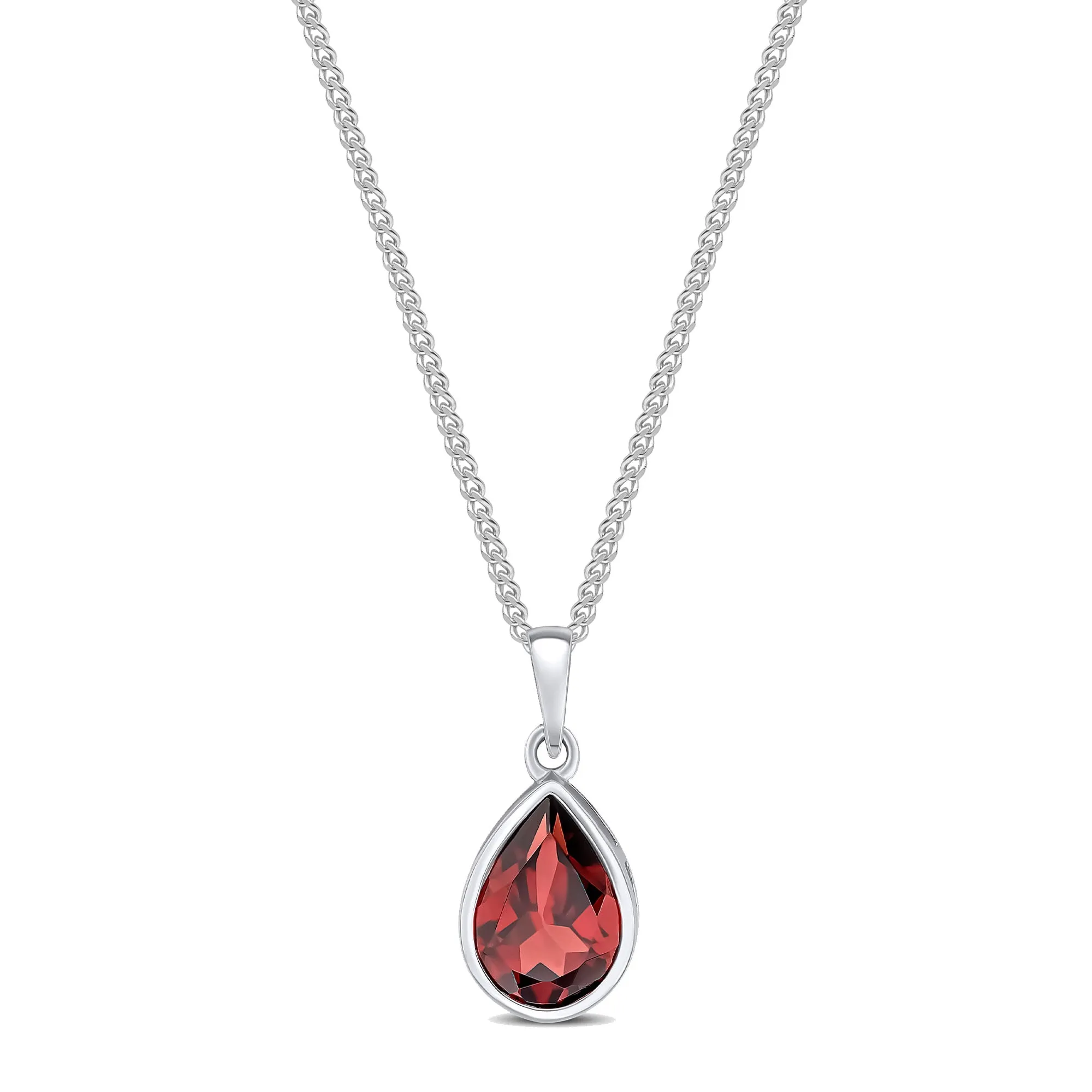 9ct White Gold Garnet Pear Drop Pendant 2ct