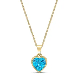 9ct Yellow Gold Swiss Blue Topaz Heart Pendant 1.96ct