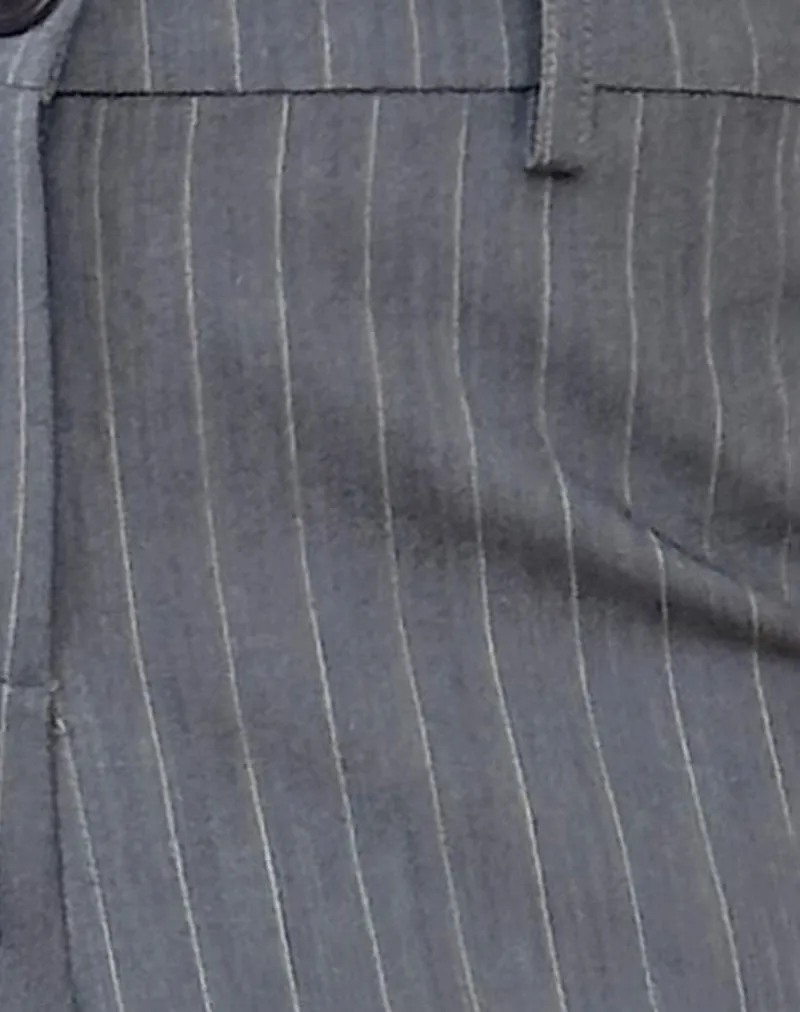 Abba Low Rise Trouser in Grey Pinstripe