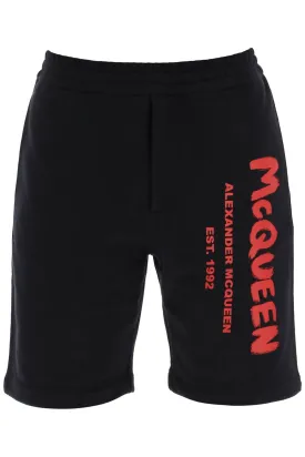 Alexander Mcqueen Jersey Graffiti Sweatshorts