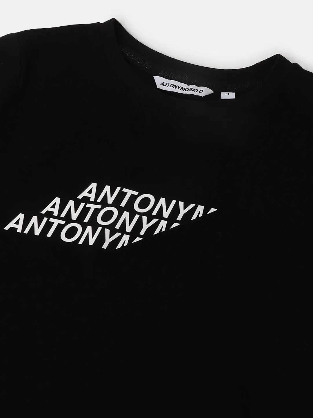 Antony Morato Kids Black Fashion Printed Regular Fit T-Shirt