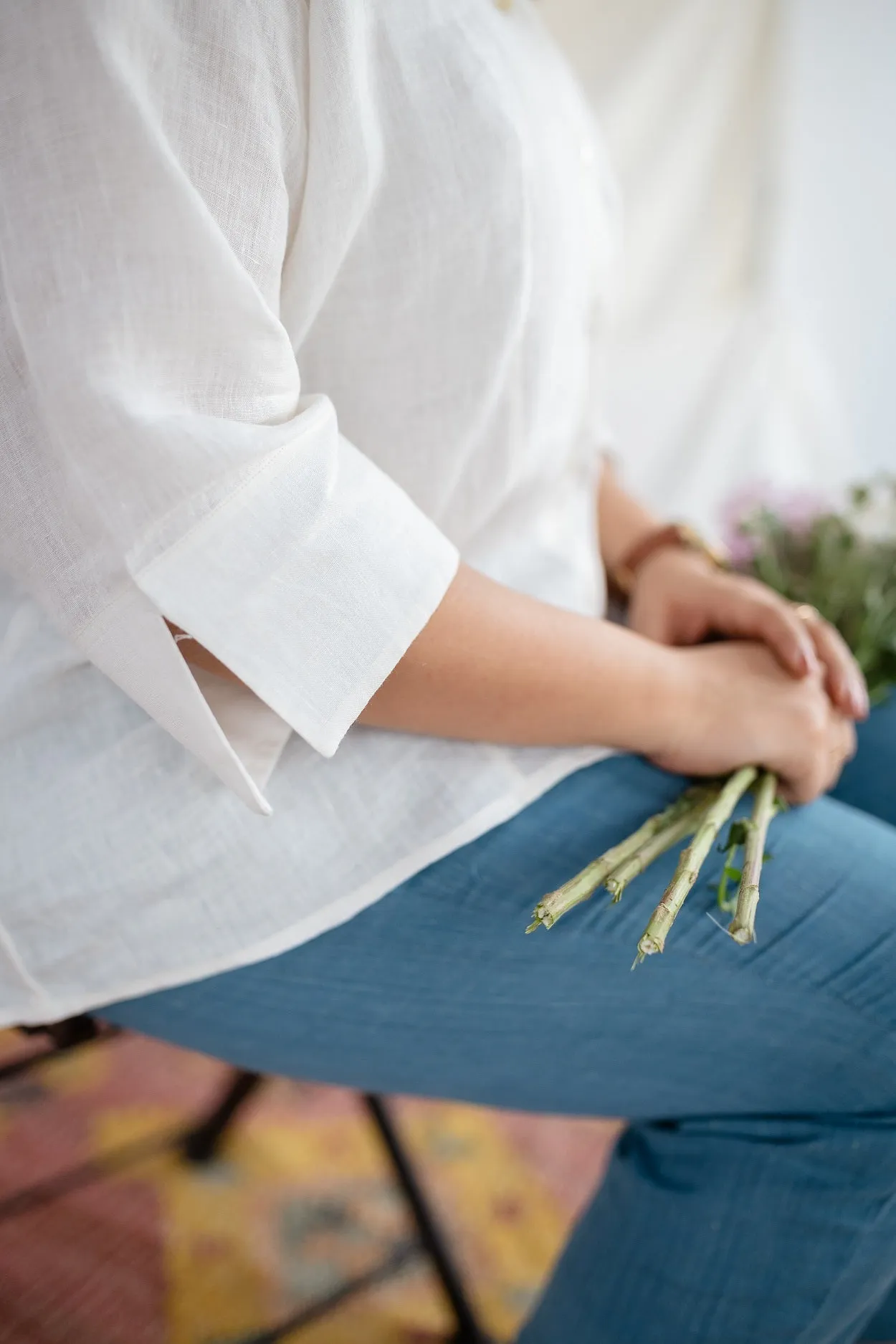 Anushka White Handwoven Linen Shirt