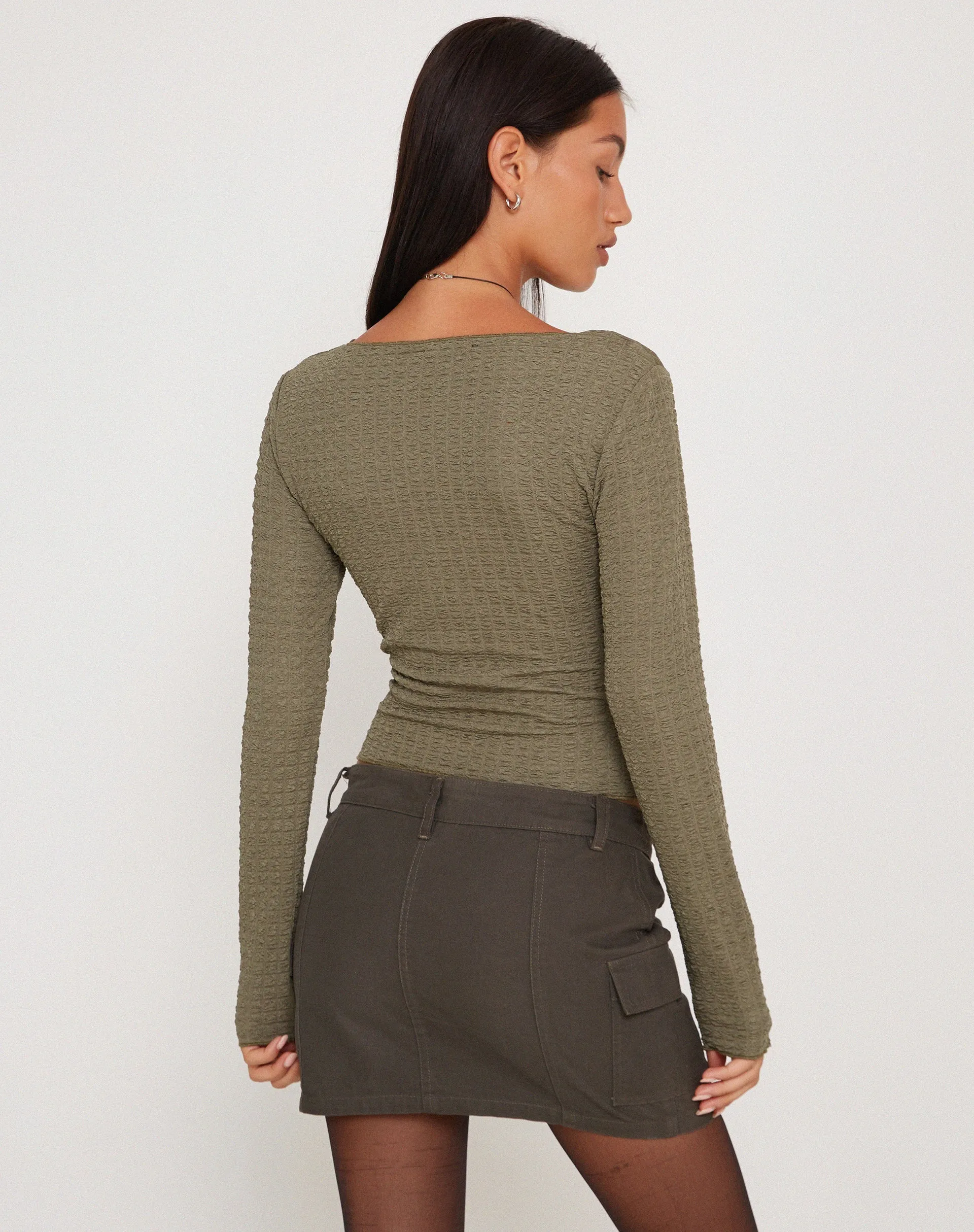 Armina Long Sleeve Top in Khaki