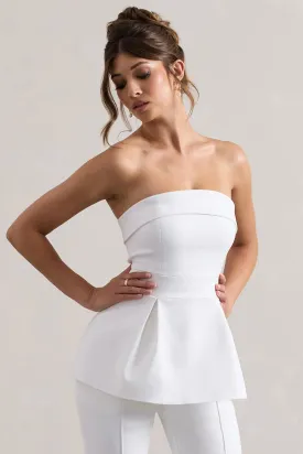 Arrow | White Strapless Tailored Top