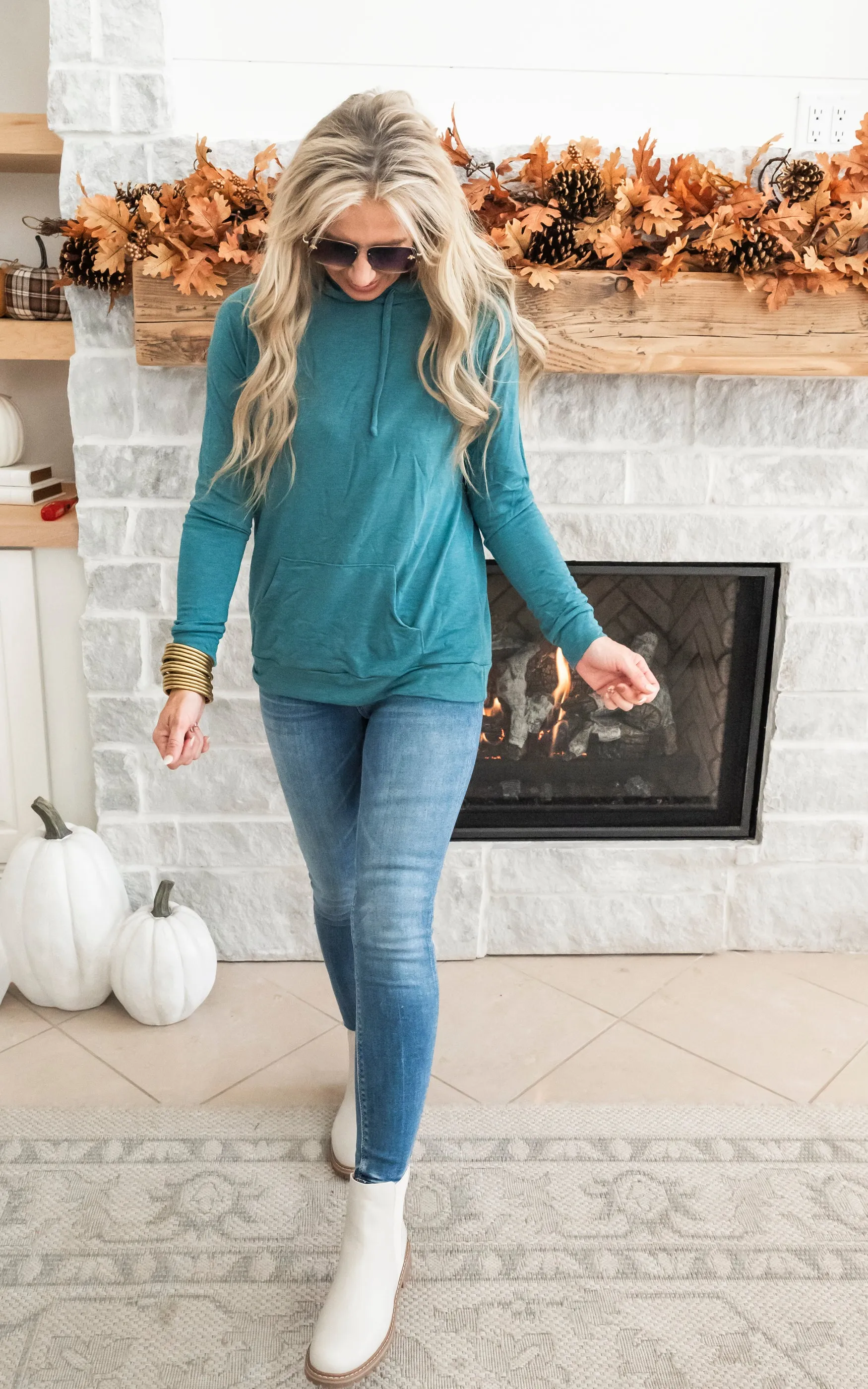 Back to Basics Knit Hoodie - Teal - Final Sale