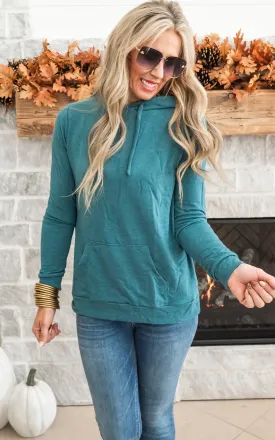 Back to Basics Knit Hoodie - Teal - Final Sale