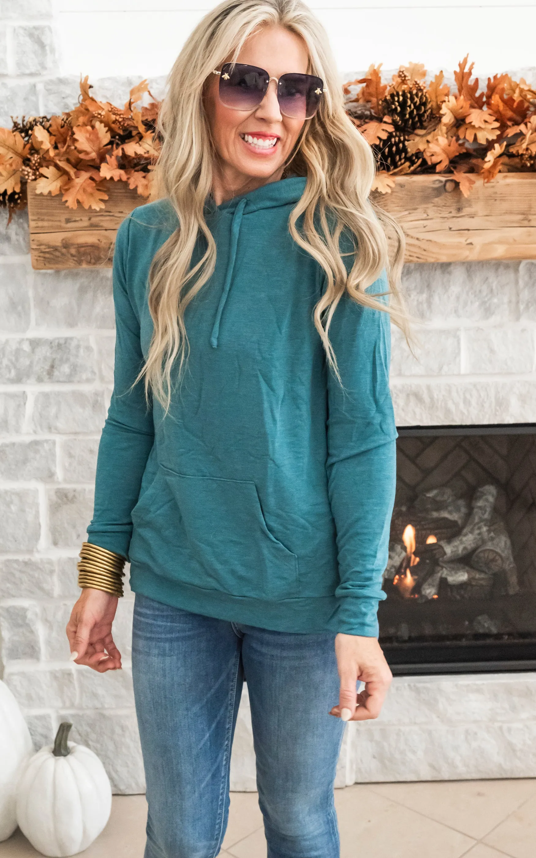 Back to Basics Knit Hoodie - Teal - Final Sale