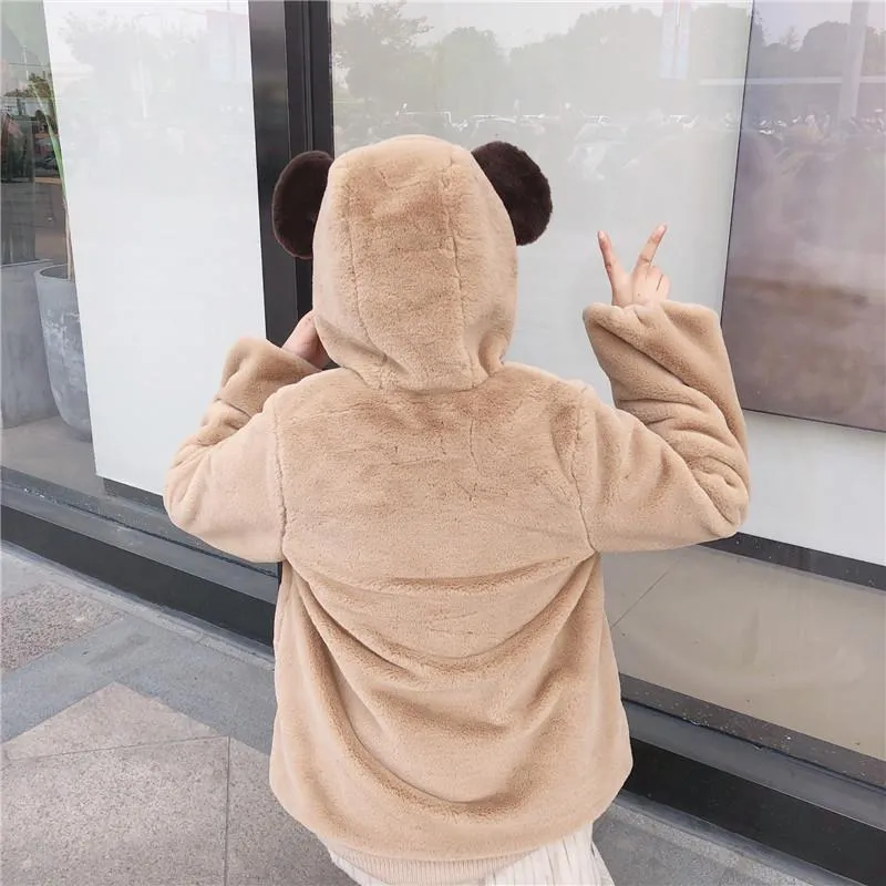 Bear Ear Hooded Loose Coat