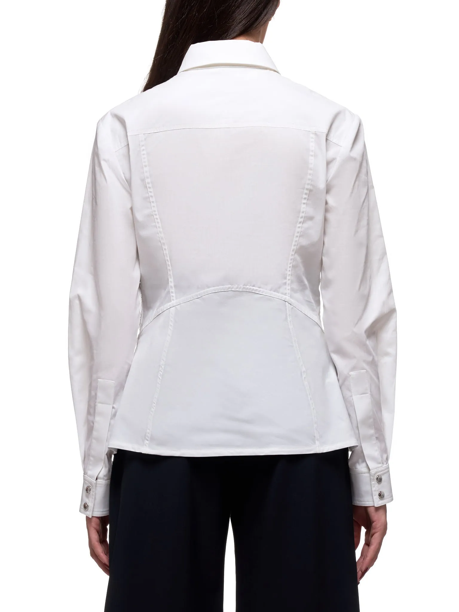 Bias Cut Panelled Shirt (2032-100-9150-OFF-WHITE)