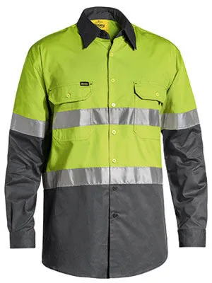 Bisley Hi Vis 2 Tone Cool Vented Taped Long Sleeve Drill Shirt BS6696T