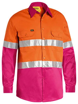 Bisley Hi Vis 2 Tone Cool Vented Taped Long Sleeve Drill Shirt BS6696T