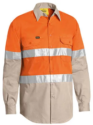 Bisley Hi Vis 2 Tone Cool Vented Taped Long Sleeve Drill Shirt BS6696T