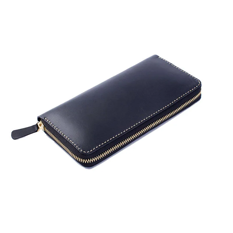 Black Coffee Womens Leather Zipper Long Wallet Phone Long Clutch Wallet for Women