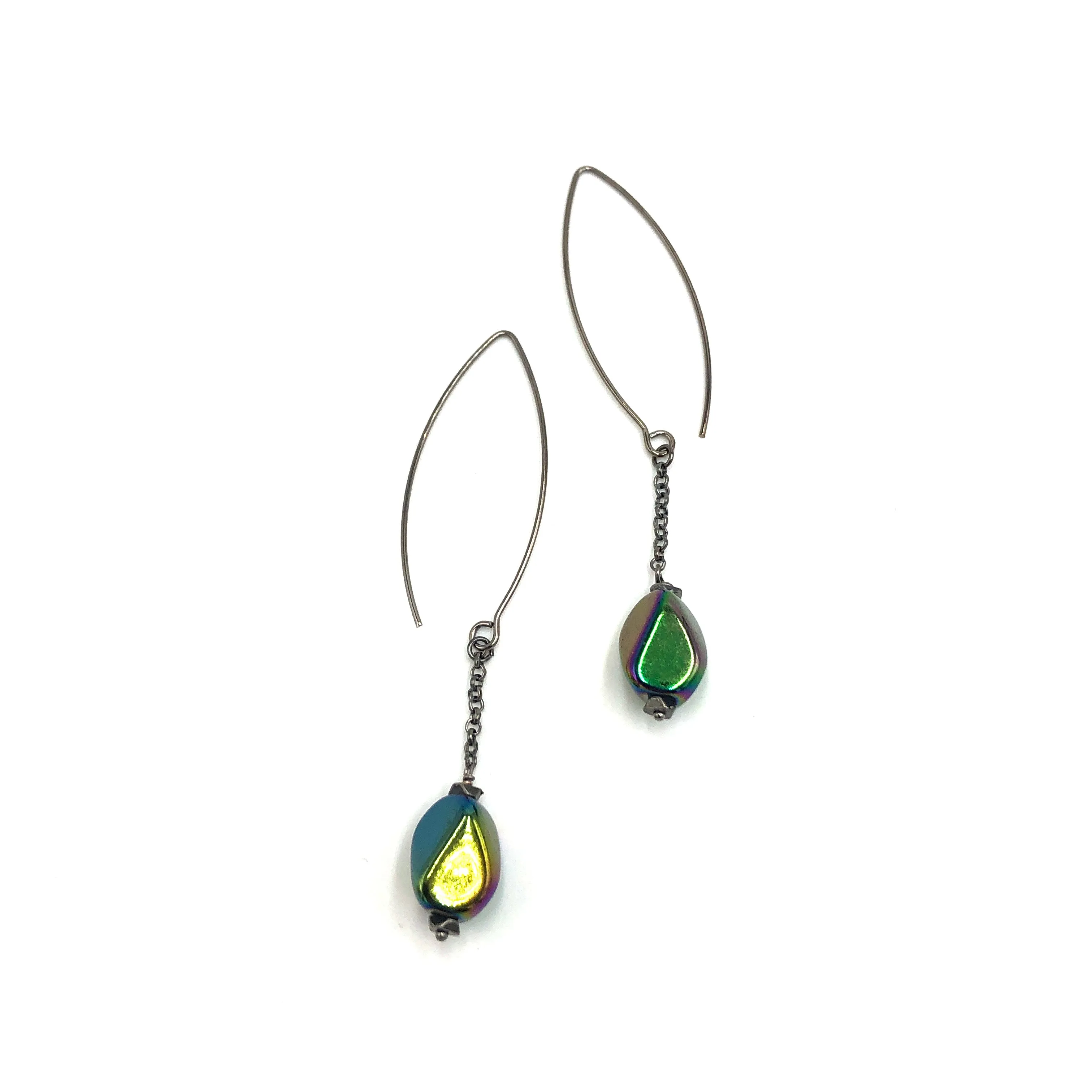 Black Iris RainChain Drop Earrings