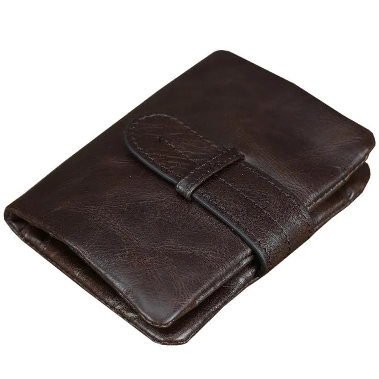 Black Leather Men's Bifold Long Wallet with Coin Pocket Billfold Wallet Card Wallet For Men