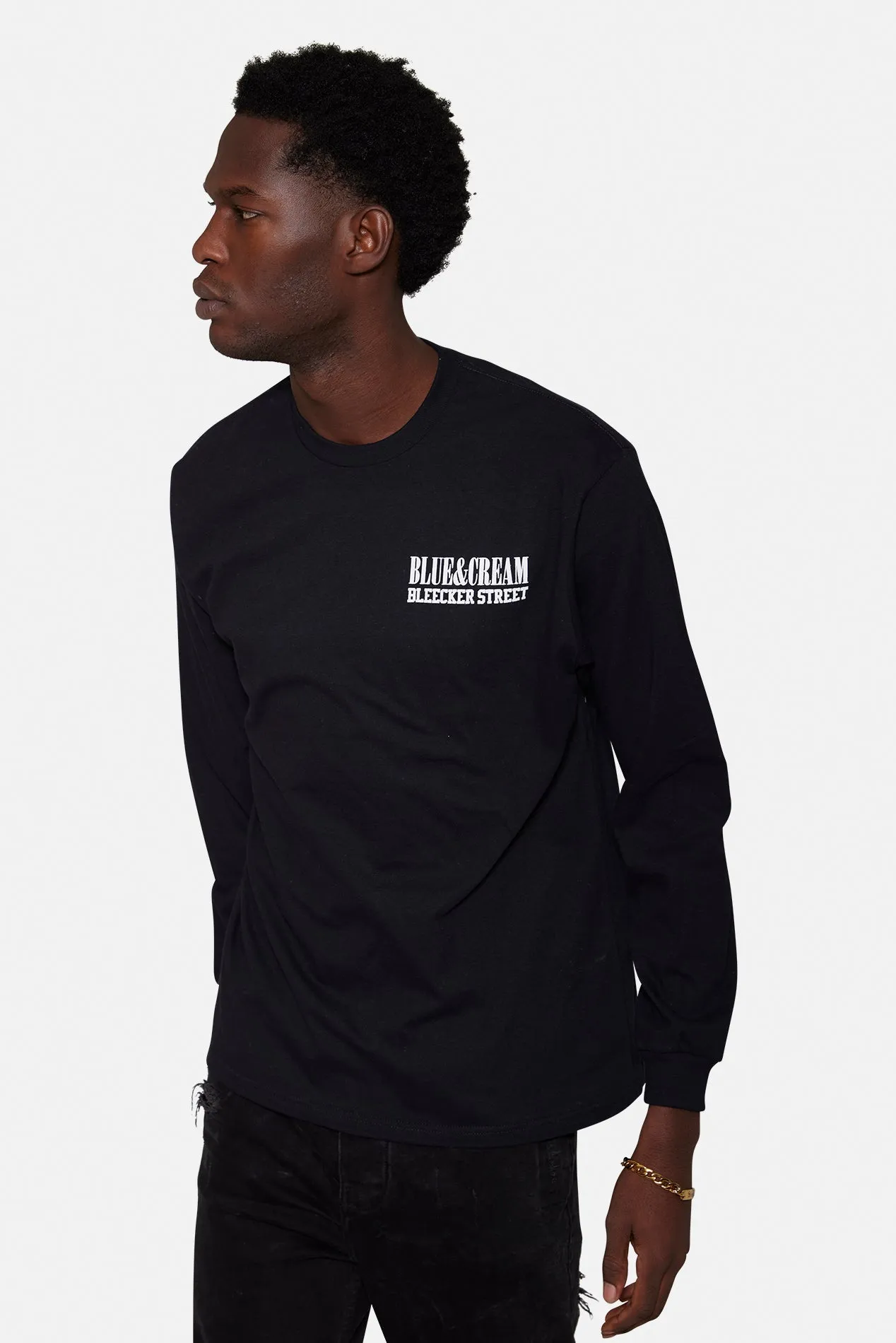 Bleecker Street Blue&Cream Long Sleeve Black