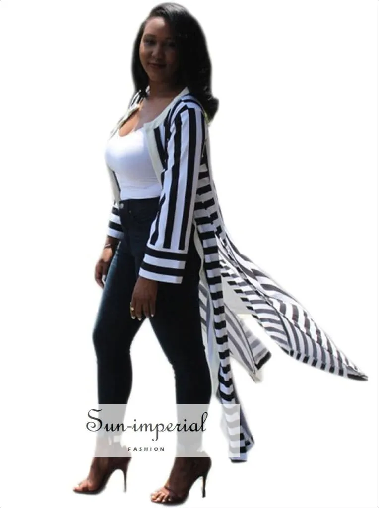 Block Stripe Slit side Kimono