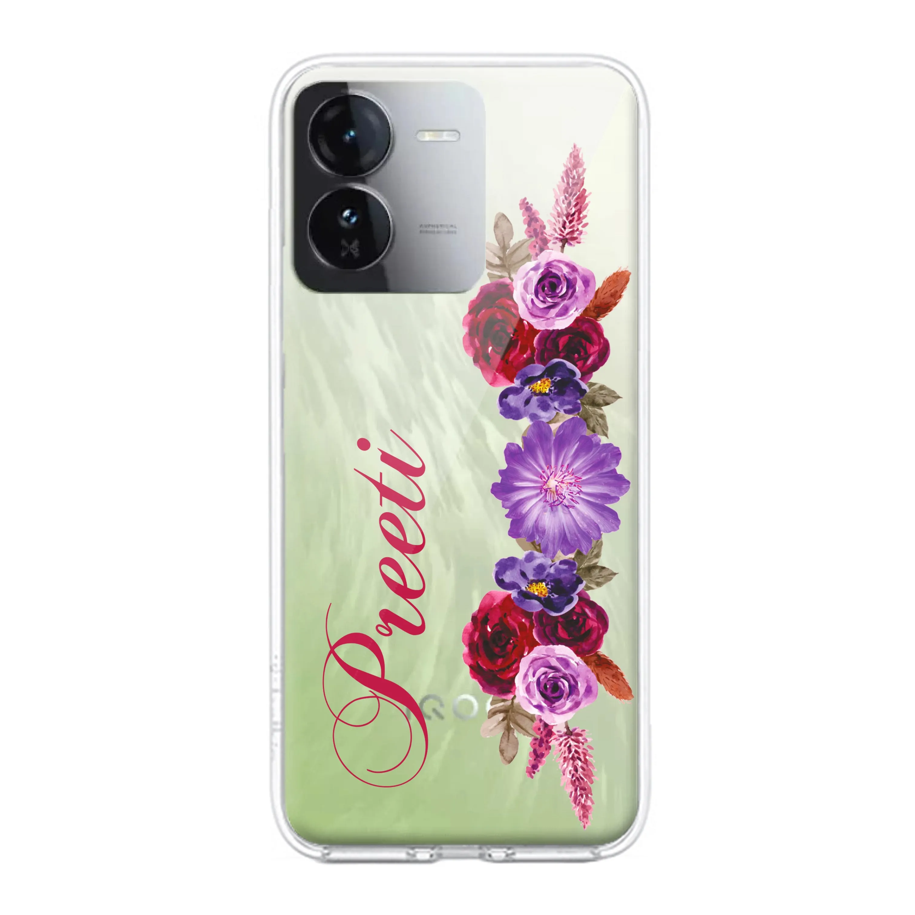 Blue Aster Floral Customize Transparent Silicon Case For iQOO