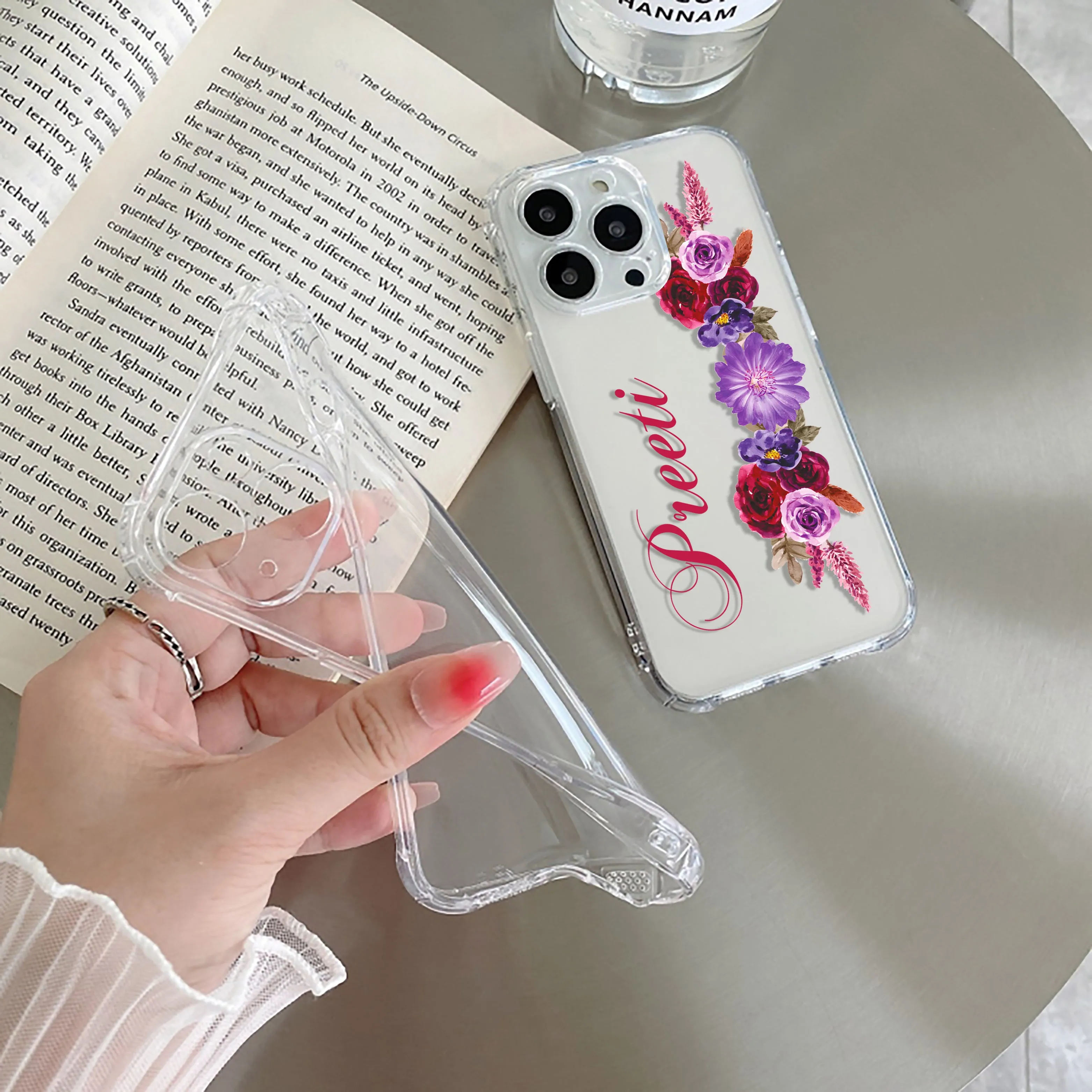 Blue Aster Floral Customize Transparent Silicon Case For Vivo