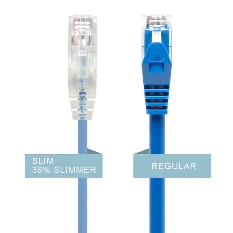 Blue Ultra Slim Cat6 Network Cable, UTP, 28AWG - Series Alpha - Commercial