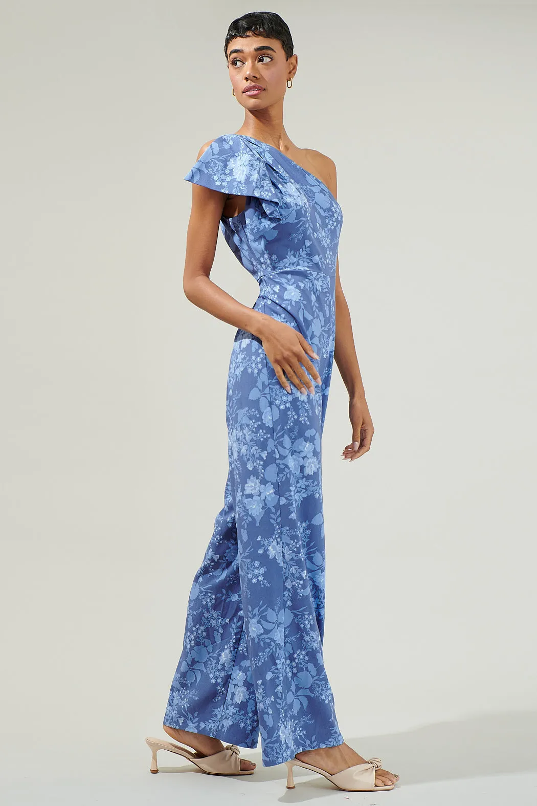 Borage Floral Villa One Shoulder Jumpsuit