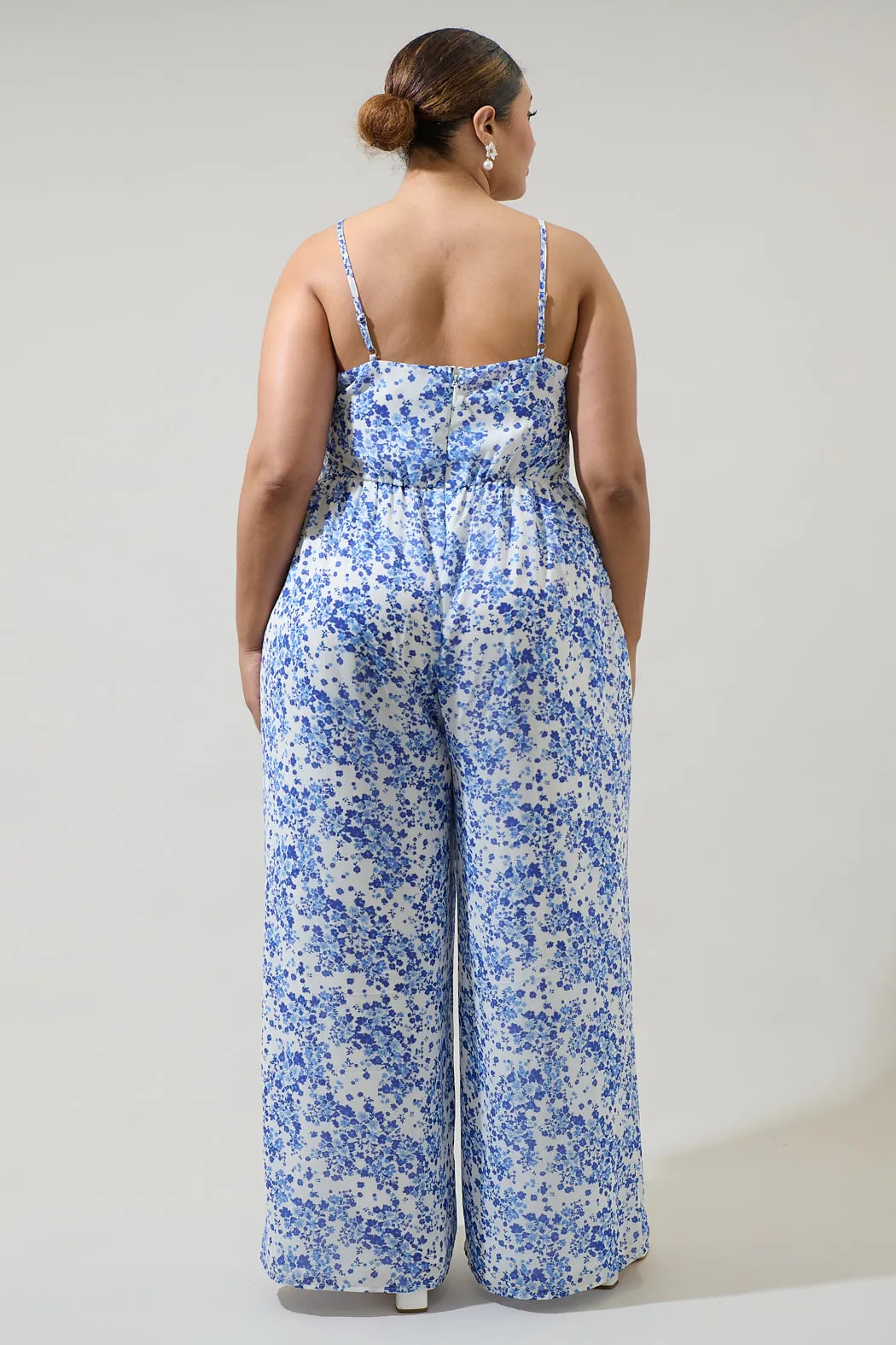 Camellia Floral Vicky Wide Leg Jumpsuit Curve