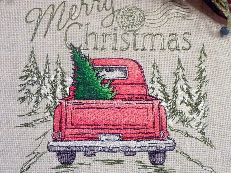 Christmas hoop wreath, farmhouse decor, Red Truck Christmas sign, Farmhouse wreath