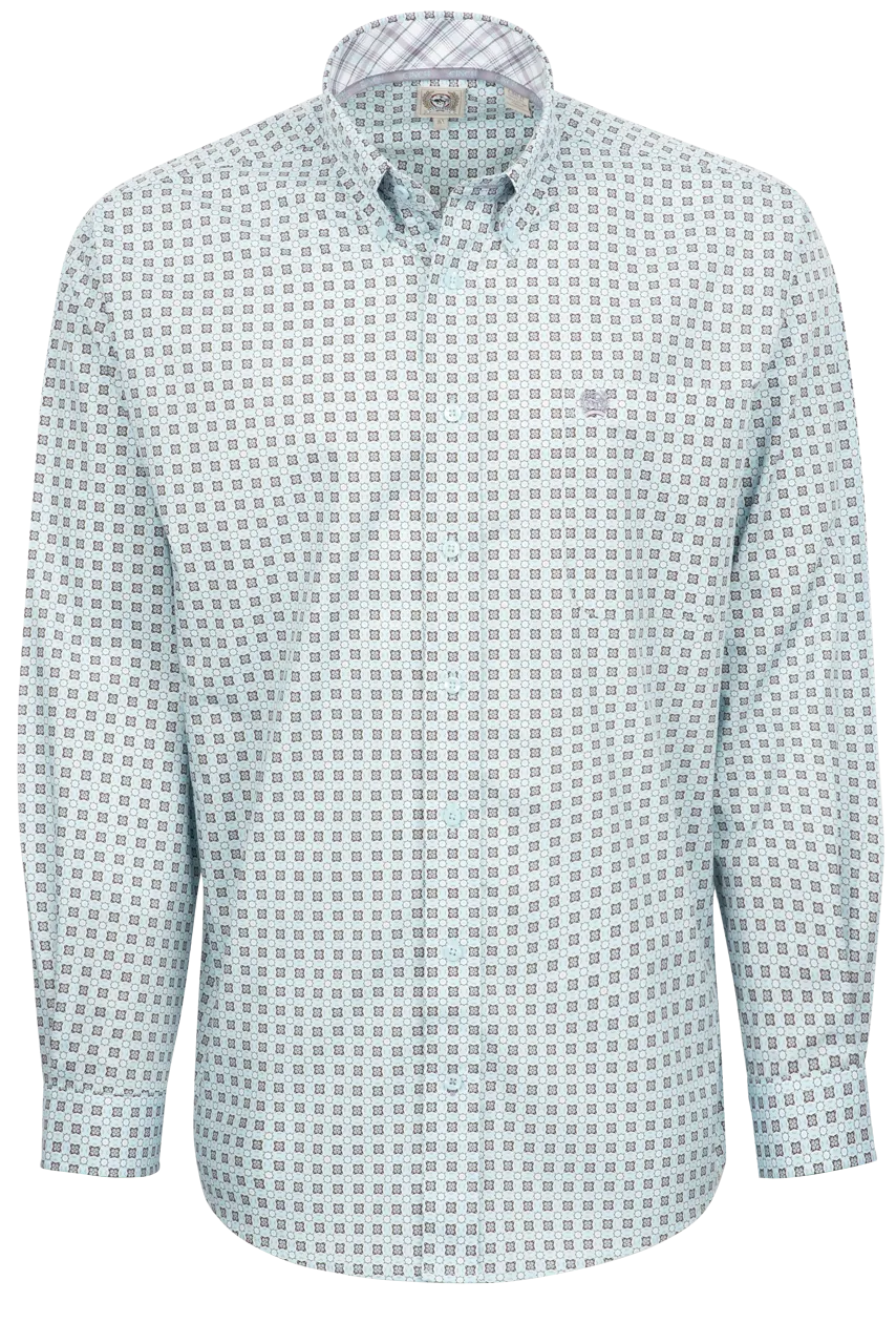 Cinch Button-Front Shirt - Light Blue Foulard