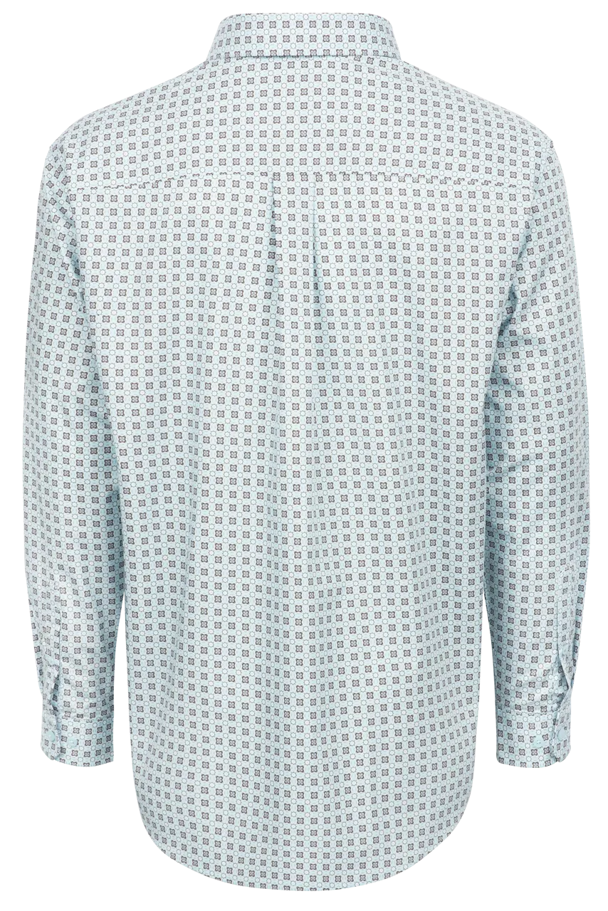 Cinch Button-Front Shirt - Light Blue Foulard