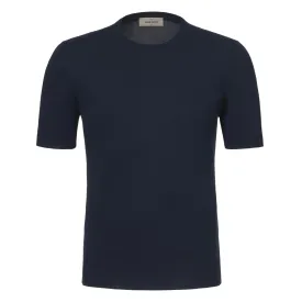 Cotton Crew-Neck T-Shirt in Navy Blue