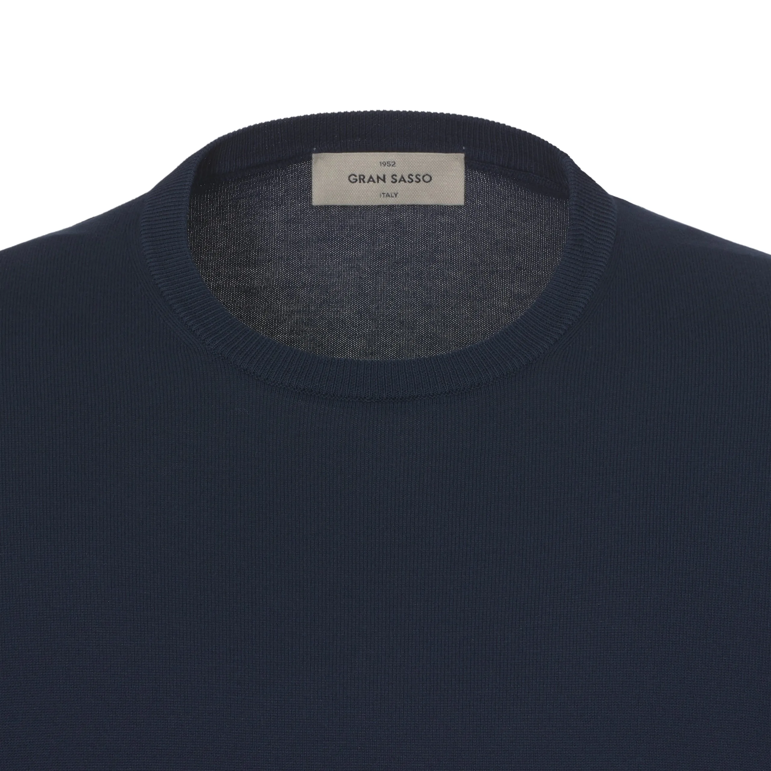 Cotton Crew-Neck T-Shirt in Navy Blue