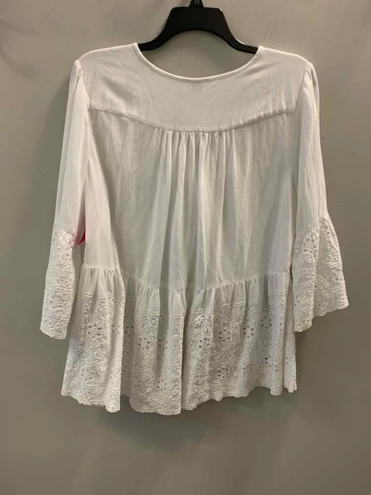 CROWN & IVY PLUS SIZES Size 3X White 3/4 SLEEVE TOP