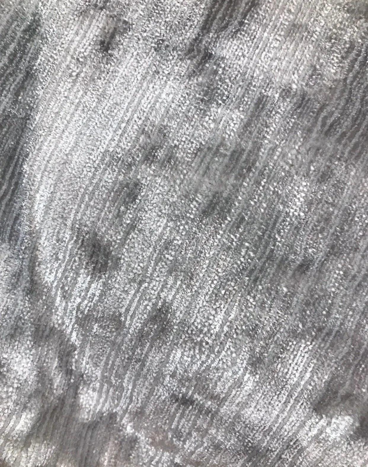 Designer Italian Crushed Velvet Chenille Upholstery Fabric - Silver Gray