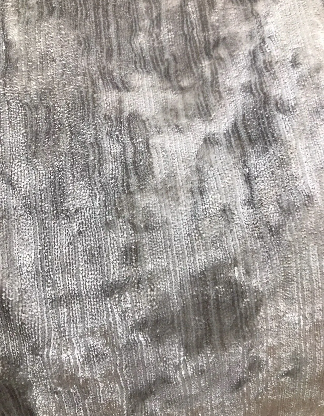 Designer Italian Crushed Velvet Chenille Upholstery Fabric - Silver Gray