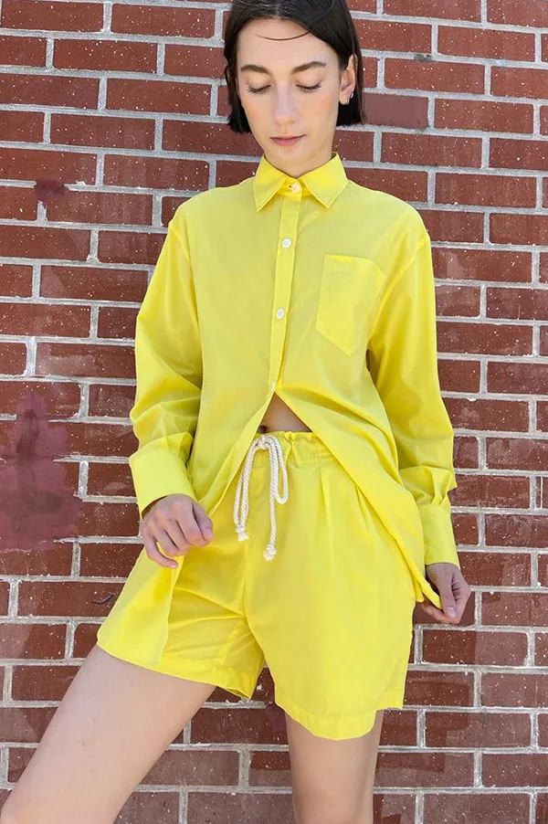 Drawstring Short in Acid Yellow