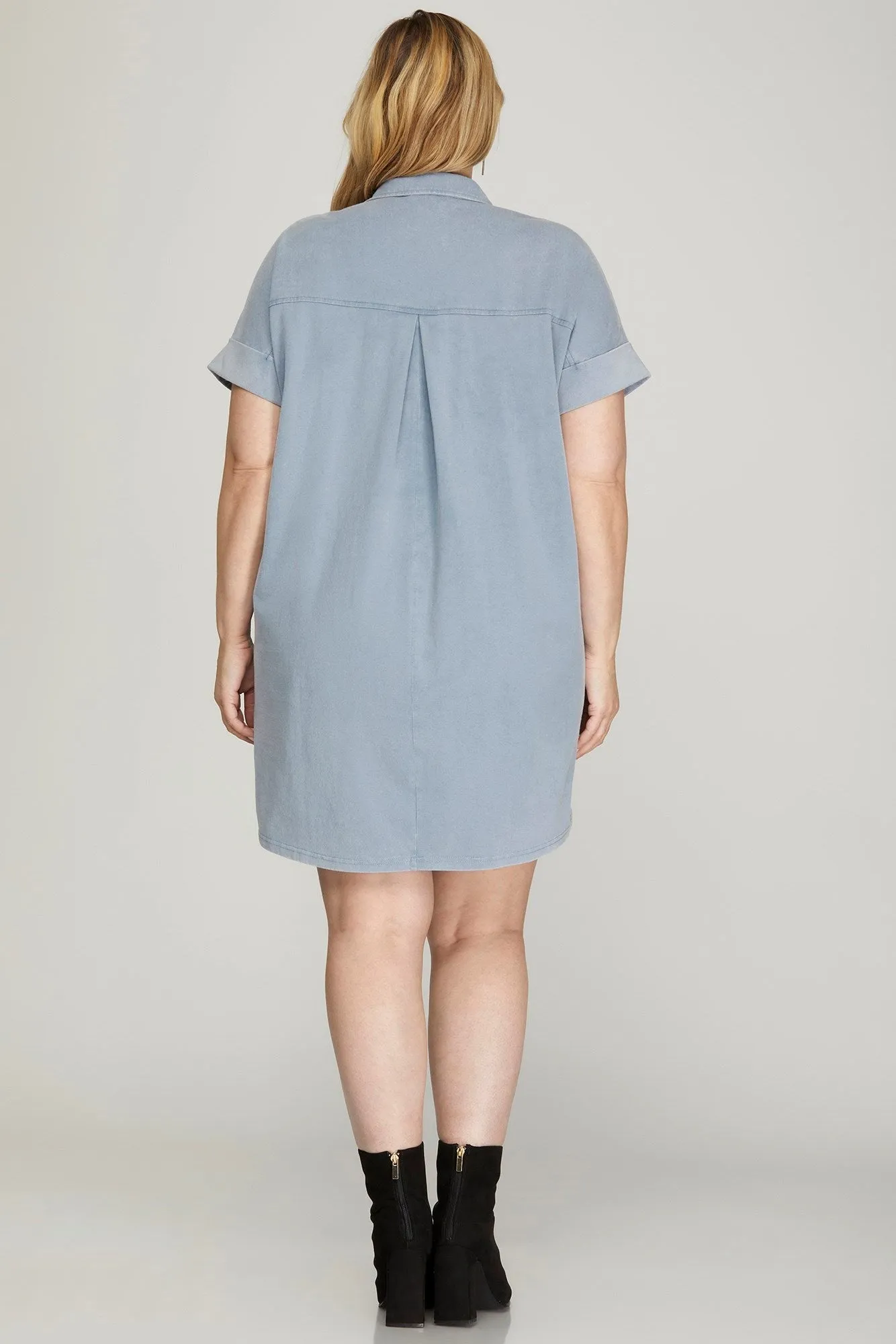 Dusty Blue Shirt Dress