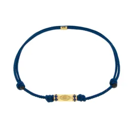 Evil Eye Slim Tube with Blue Sapphires on a Navy Cord Bracelet