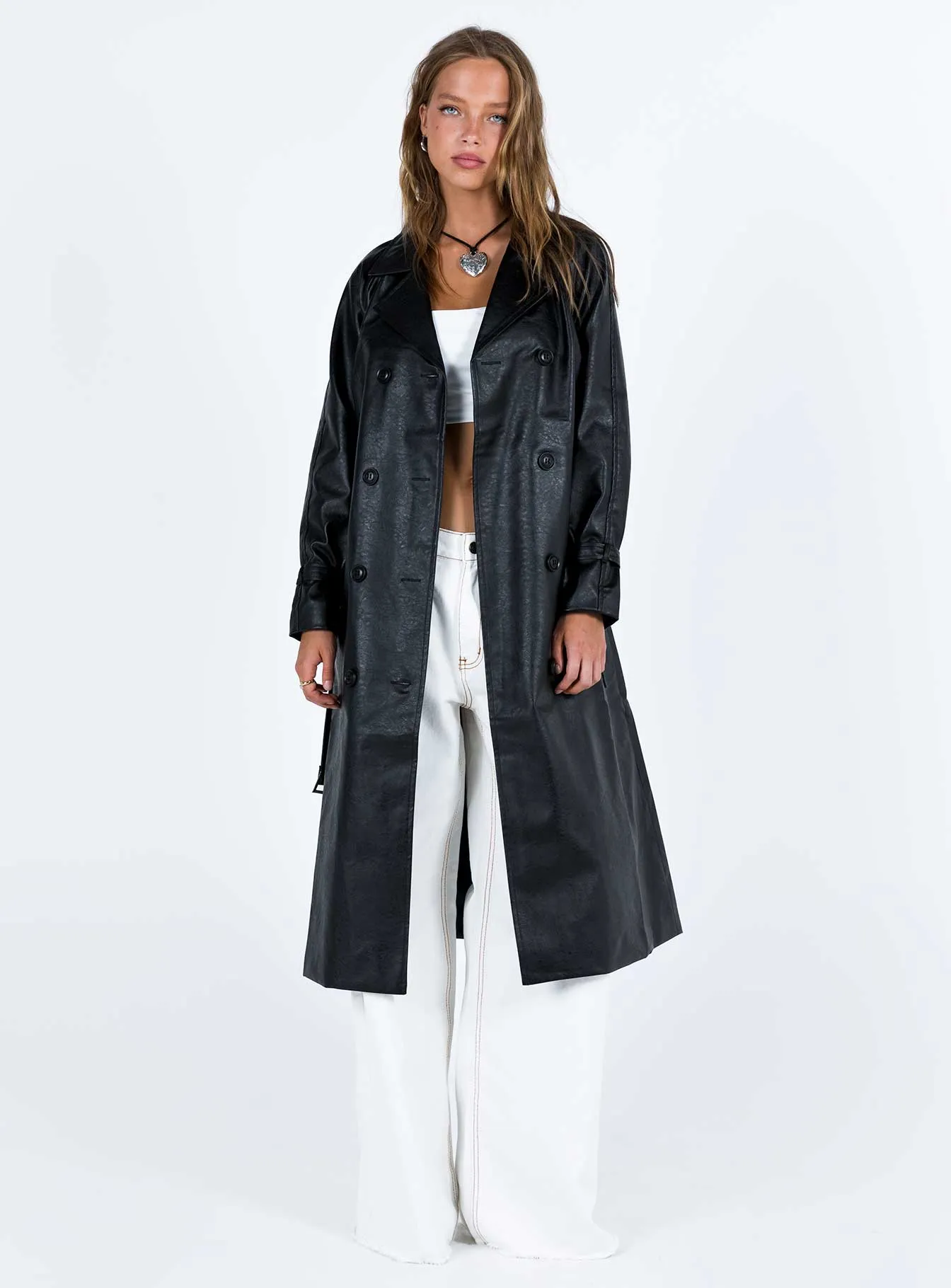 Fashionkova Montanna Faux Leather Coat Black